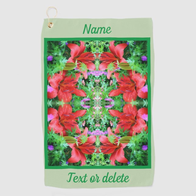 Serviette De Golf Orange Daylilies Abstrait Flower Art Personnalisé (Devant)