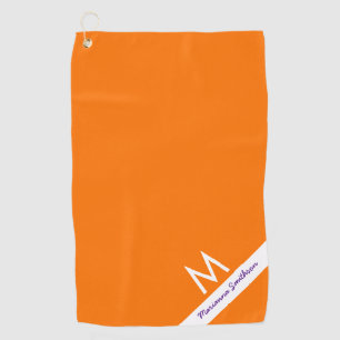 Serviette De Golf Orange Purple Monogramme Nom Moderne Personnalisé