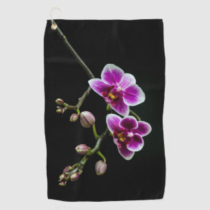 Serviette De Golf Orchidée rose blanc couleur sur noir pâle doux