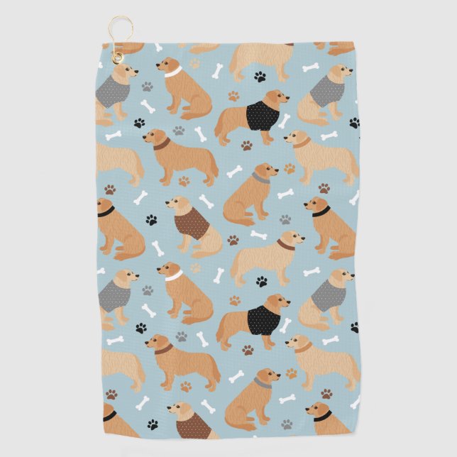 Serviette De Golf Os et pattes d'or (Devant)