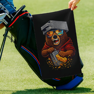 Serviette De Golf Ours Rétro Avec Chapeau Râpe à Fromage et Lunettes
