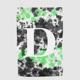 Serviette De Golf Paint Splatter Green Black Monogrammed Golf Servie