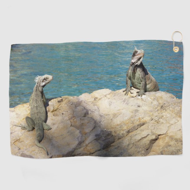 Serviette De Golf Paire de Iguanas Photographie de la faune tropical (Horizontal)