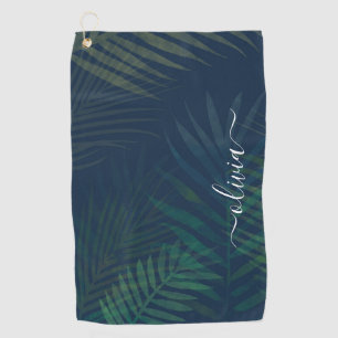 Serviette De Golf Palmiers vert foncé motif feuille