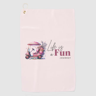 Serviette De Golf Panier de golf rose - La vie est un voyage amusant