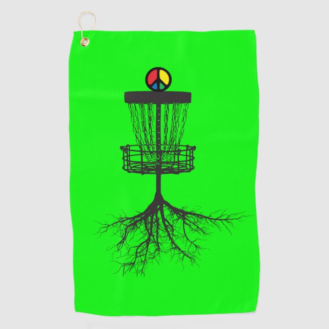 Serviette De Golf Panier de paix vert de Dayglo (Devant)