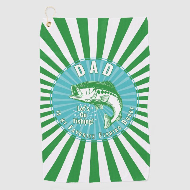 Serviette De Golf "Papa est mon pote de pêche" (Devant)