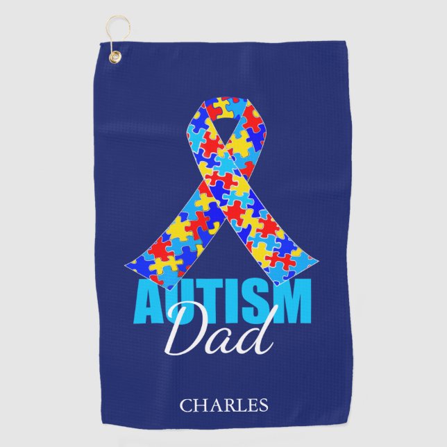 Serviette De Golf Papa fait sur commande d'autisme (Devant)