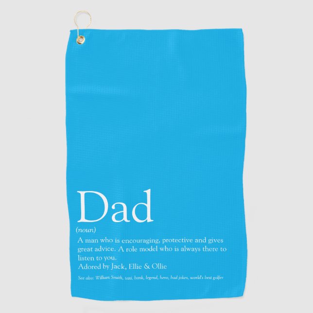 Serviette De Golf Papa, papa, papa, définition du Père, ciel bleu mo (Devant)