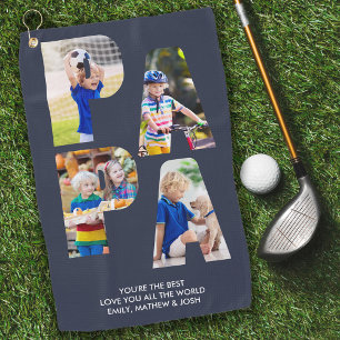 Serviette De Golf PAPA Photo Collage Lettre découpée Personnalisé
