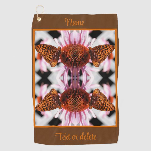 Serviette De Golf Papillon sur coneflower Abstrait personnalisé (Devant)