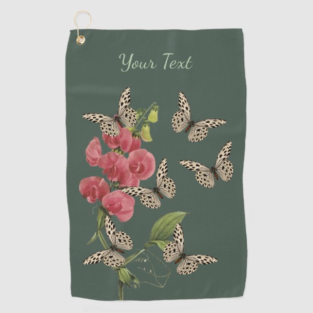Serviette De Golf Papillons Et Fleur De Pois Doux (Devant)