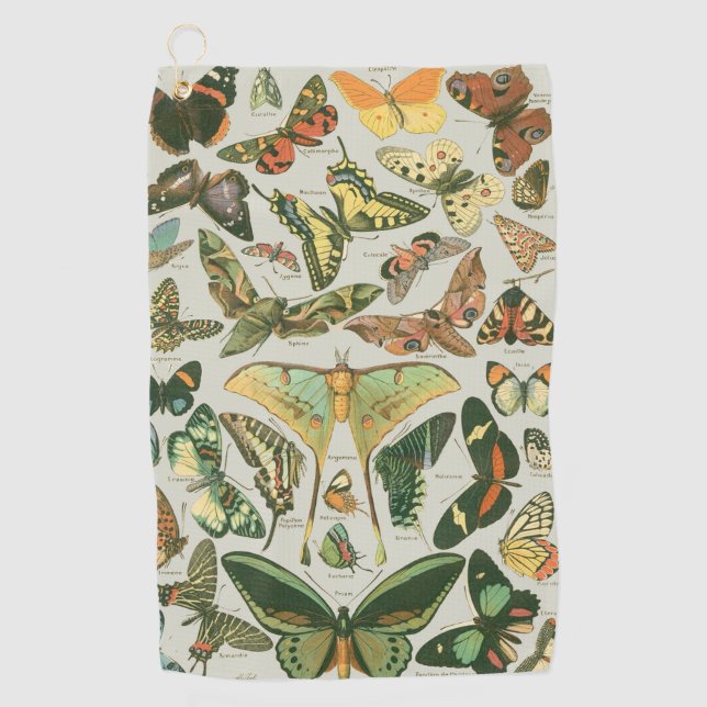 Serviette De Golf Papillons Vintages papillons d'antiquités Art (Devant)