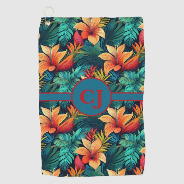 Serviette de golf Paradis Tropical Turquoise (Devant)