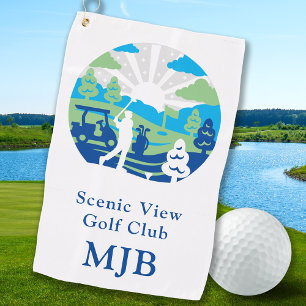 Serviette De Golf Parcours Pittoresque personnalisé Rétro Golfer mod