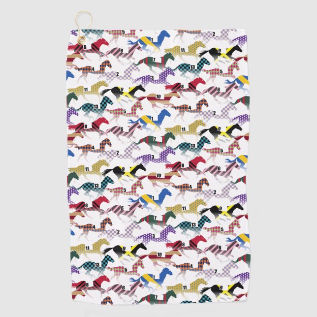 Serviette De Golf Partez pour les courses de chevaux Jockey Motif en (Devant)