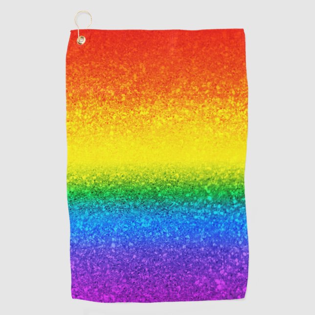 Serviette De Golf Parties scintillant arc-en-ciel chic rayures Nom d (Devant)