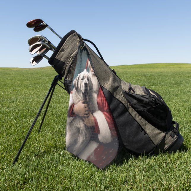Serviette De Golf Pasteur anatolien avec Noël du Père Noël (Vert)
