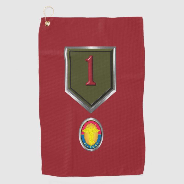 Serviette De Golf Patch personnalisé de la 1re division d'infanterie (Devant)