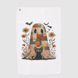 Serviette De Golf Patchwork Halloween Fantôme et chat, Retro Éffraya