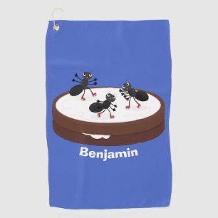 Serviette De Golf Patinage sur glace de fourmis joyeuses sur dessin