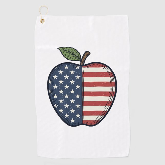 Serviette De Golf Patriotic Apple Vintage Engraving Vector Design_1 (Devant)