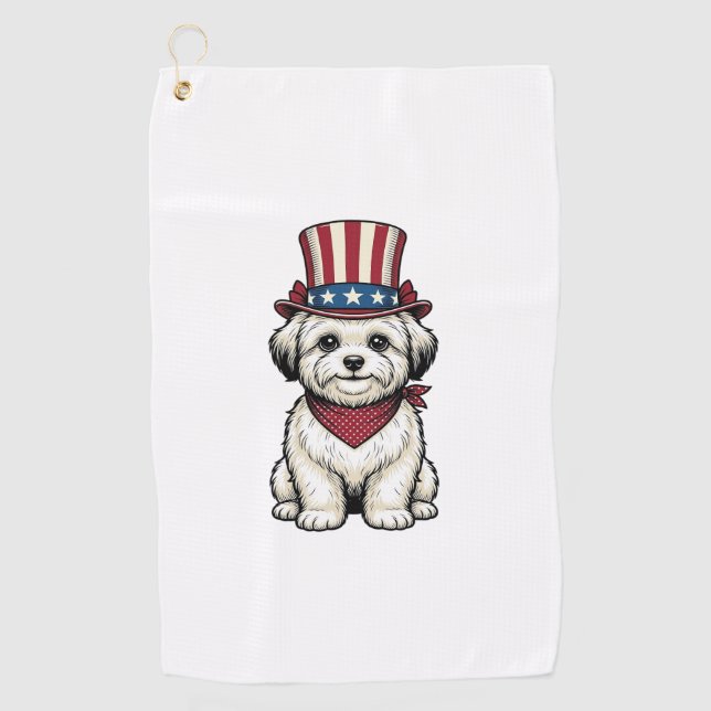 Serviette De Golf Patriotic Dog Vintage Engraving Vector Design_1 (Devant)