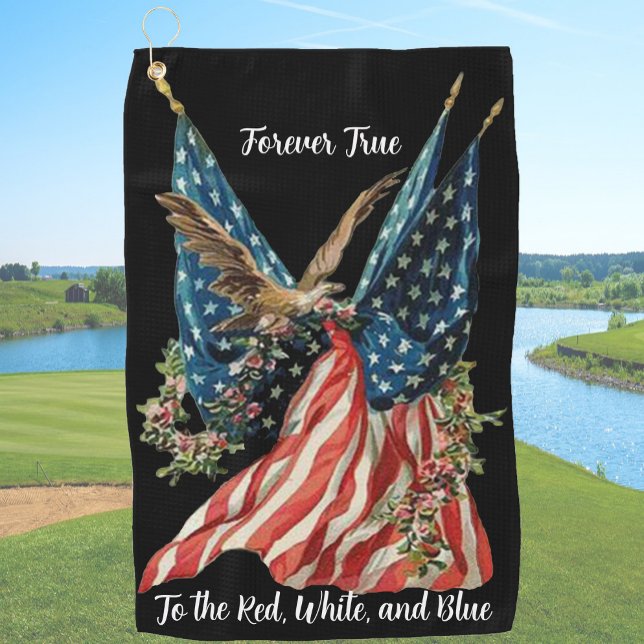 Serviette De Golf Patriotic US Flag And Eagle (Créateur téléchargé)