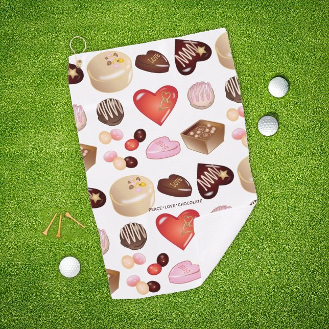 Serviette De Golf Peace Love Chocolate Heart Print (Créateur téléchargé)