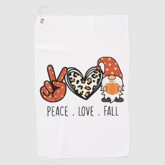 Serviette De Golf Peace Love Fall Leopard Gnome Automne Thanksgiving
