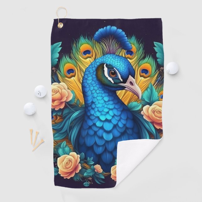 Serviette De Golf Peacock Avec Roses Peach (En situation)