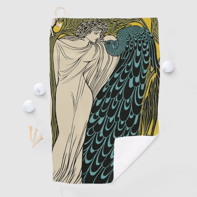Serviette De Golf Peacock Fine Art Bird Nouveau (En situation)