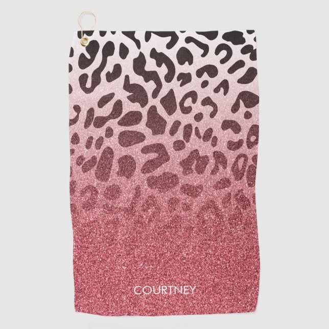 Serviette De Golf Peau léopard de Parties scintillant rose (Devant)