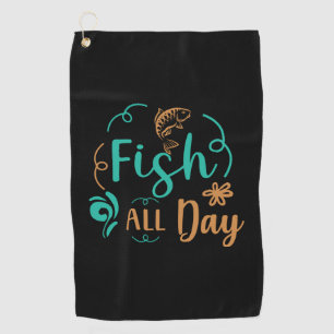 Serviette De Golf Pêche Art Fish Toute la journée