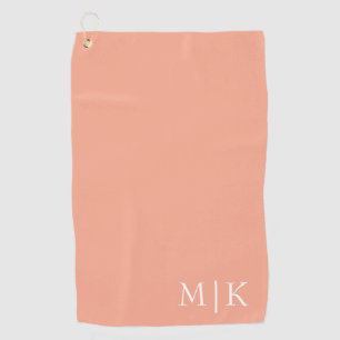 Serviette De Golf Pêche et blanc Monogramme moderne