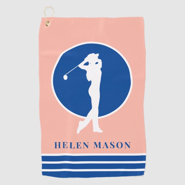 Serviette De Golf Pêche et Dames bleues (Devant)