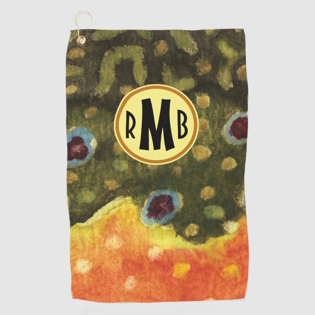 Serviette De Golf Pêcheur de truites broyées sur mesure (Devant)