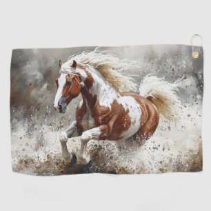 Serviette De Golf Peindre Un Cheval Qui Traverse L'Eau