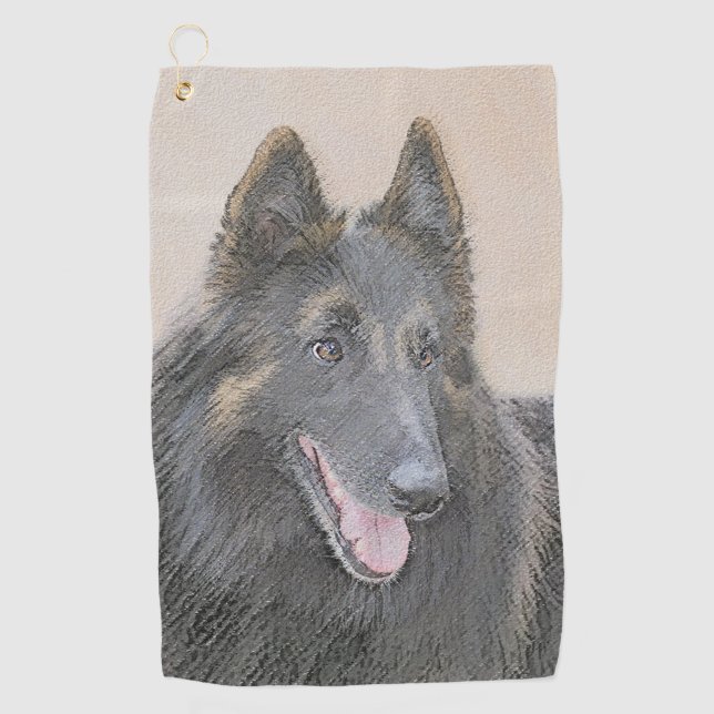 Serviette De Golf Peinture belge Tervuren - Cute Original Chien Art (Devant)