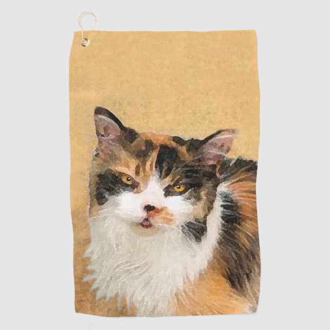 Serviette De Golf Peinture de chat Calico - Cute Original Cat Art (Devant)