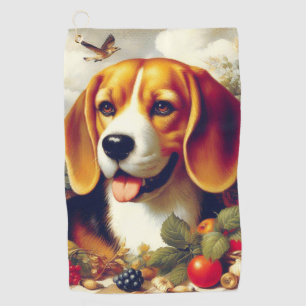 Serviette De Golf Peinture de chiot Beagle vintage