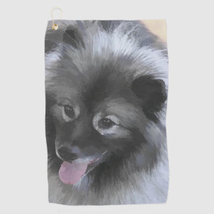 Serviette De Golf Peinture de Keeshond Bailey - Art original de chie