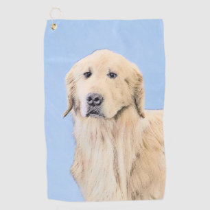 Serviette De Golf Peinture Golden Retriever - Joli art original chie
