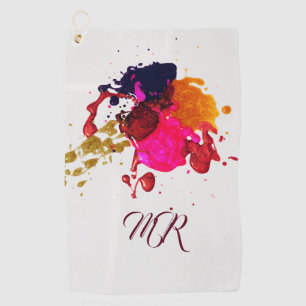 Serviette De Golf Peinture moderne violet rose rouge or