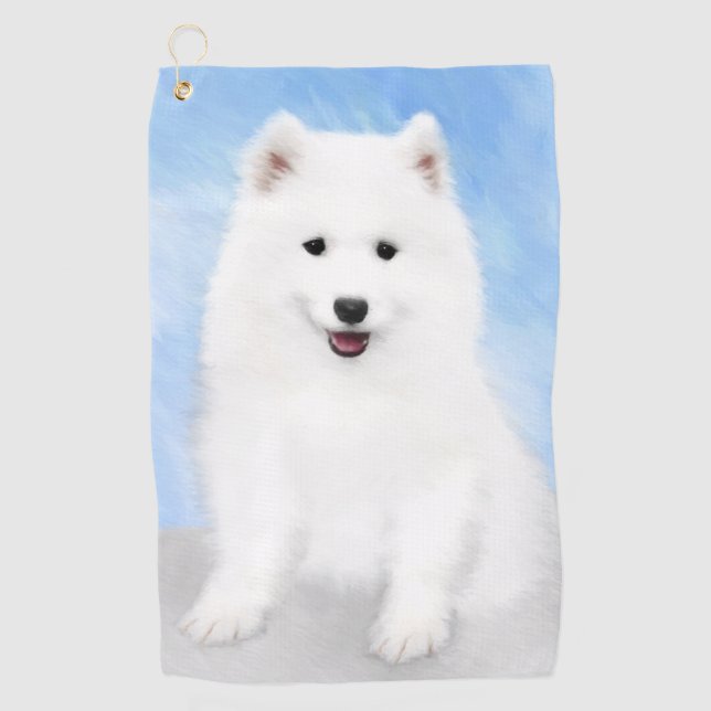 Serviette De Golf Peinture Samoyed Puppy - Jolie Art Original Chien (Devant)
