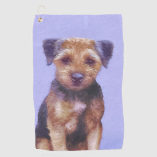 Serviette De Golf Peinture sur la frontière de Terrier - jolie art o