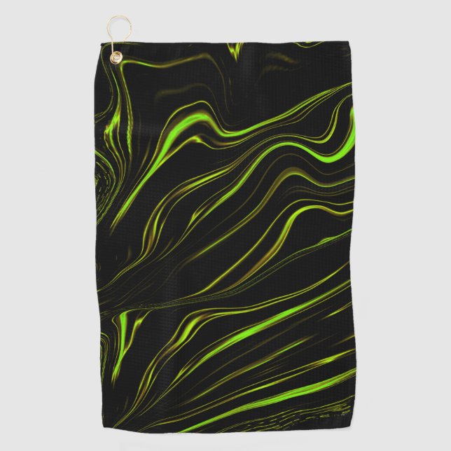 Serviette De Golf Pelouse dorée, vert ondulé longues traces sur fond (Devant)
