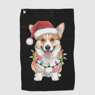 Serviette De Golf Pembroke Welsh Corgi Père Noël Arbre de Noël Lumiè