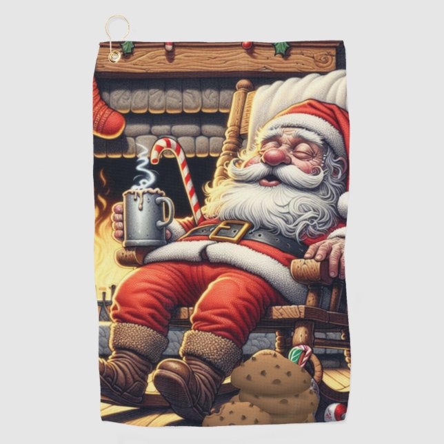Serviette De Golf Père Noël dort Noël (Devant)