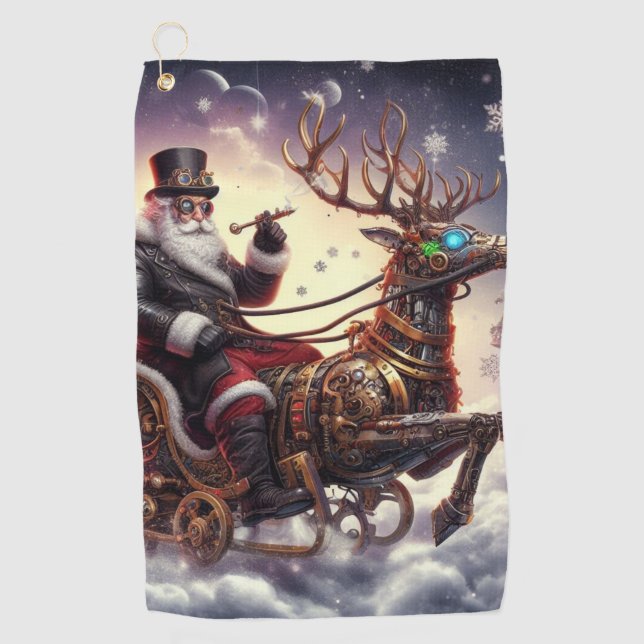 Serviette De Golf Père Noël/Reindeer steampunk Noël/hiver (Devant)